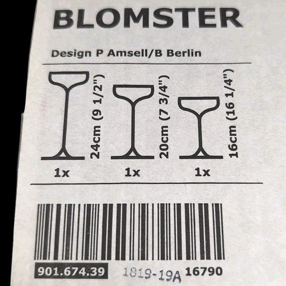 IKEA Blomster 3 Piece Candle Holder Set Clear Glass 901.674.39 Amsell Berlin NEW - Picture 3 of 4